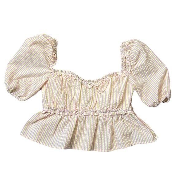 Lovers + Friends Pink & Yellow Stripe Jemma Top Size Medium - Picture 11 of 16